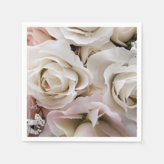 Jolie serviettes en papier Roses Blanches (Devant)