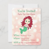 Jolie Sirène Anniversaire Fête Invitations (Devant)