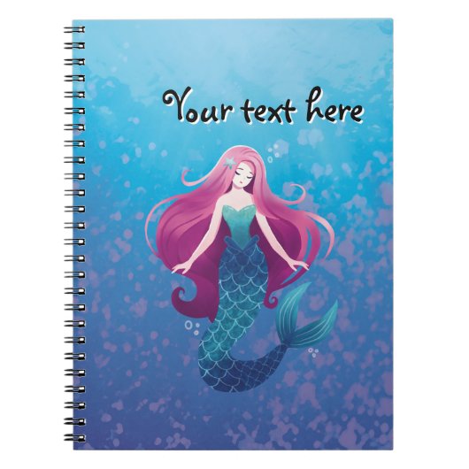 Jolie sirène de mer Carnet Spiral personnalisé (Devant)