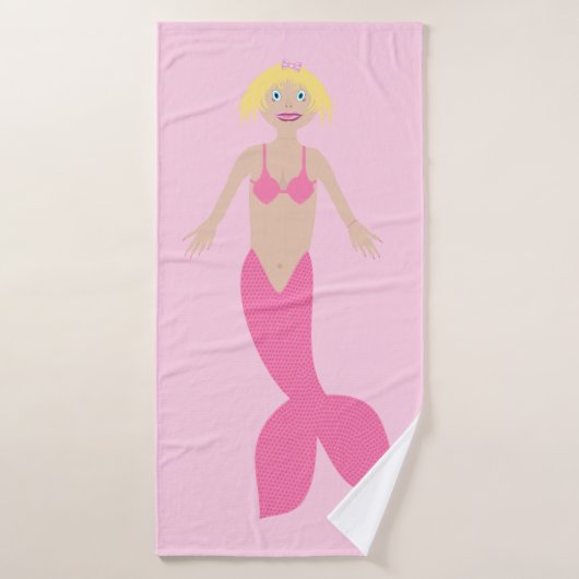 Jolie sirène d'Imaginaire rose (Serviette de bain)