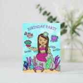 Jolie Sirène Invitations Anniversaire (Debout devant)