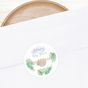 Jolie Sloth Baby Boy Douche Classic Round Sticker