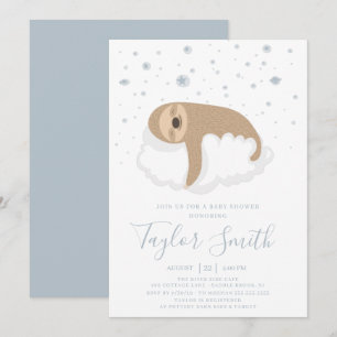 Jolie Sloth Dormir Sur Nuage Baby Sower Invitation