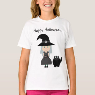 Jolie sorcière, araignée et chat Halloween T-shirt