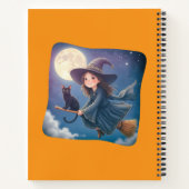 Jolie Sorcière Avec Carnet Spiral Chat (Dos)