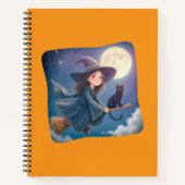 Jolie Sorcière Avec Carnet Spiral Chat (Devant)