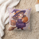 Jolie sorcière avec Coussin d'Halloween Citrouille (Couverture)
