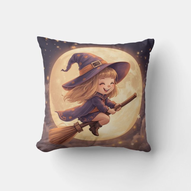 Jolie Sorcière Coussin d'Halloween - Décor Éffraya (Recto)