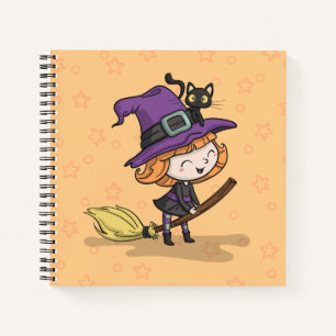 Jolie sorcière et chat d'Halloween Cahier