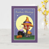 Jolie Sorcière Samhain Bénédiction Carte de voeux (Fleur jaune)