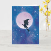 Jolie sorcière sur la carte Lune (Fleur jaune)