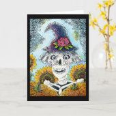 Jolie Squelette Halloween, toute carte d'occasion (Fleur jaune)