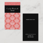 Jolie Tangerine Damask Carte de visite (Devant / Derrière)