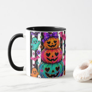 Jolie tasse à café rose bonjour Halloween