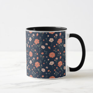 Jolie tasse à thé botanique corail et rose