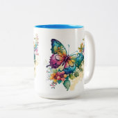 Jolie tasse de boisson en couleur papillon (Devant droit)