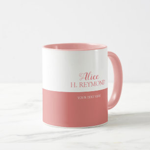 jolie tasse rose et blanche personnalisée avec le