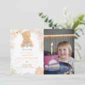 Jolie Teddy Anniversaire Invitation Avec Photo (Debout devant)