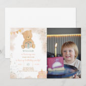 Jolie Teddy Anniversaire Invitation Avec Photo (Devant / Derrière)