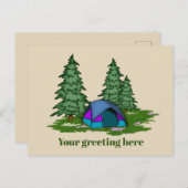 Jolie tente camping ajouter carte postale de voeux (Devant / Derrière)