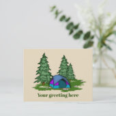 Jolie tente camping ajouter carte postale de voeux (Debout devant)