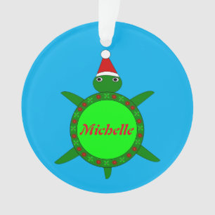 Jolie tortue de Noël avec coquille de fleurs perso