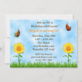 Jolie Tournesol Jaune Invitation de fête d'anniver (Dos)