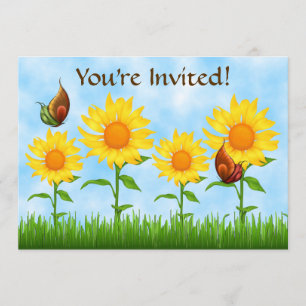 Jolie Tournesol Jaune Invitation de fête d'anniver