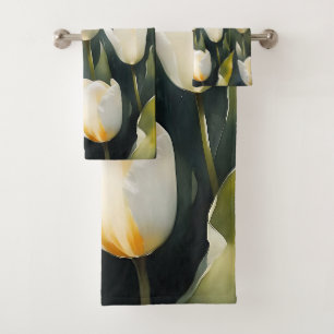 Jolie tulipe blanche jardin aquarelle peinture