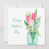 Jolie Tulipes roses Bouquet Carte de fête des mère (Devant)