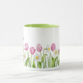 Jolie Tulipes roses et Daffodiles blancs Café Mug (Centre)