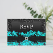 Jolie turquoise et noir RSVP en dentelle (Debout devant)