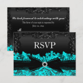 Jolie turquoise et noir RSVP en dentelle (Devant / Derrière)