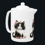 Jolie Tuxedo Kitten avec Fleurs<br><div class="desc">Petit chaton tuxedo ultra-mignon avec des fleurs partout ! Ajoutez des images, ajoutez du texte... .faites-le vous ! Idéal pour les bébés, les enfants et les amoureux de les chats de tous âges.</div>