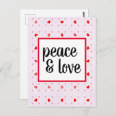 Jolie Typographie moderne Paix et amour Carte post (Devant / Derrière)