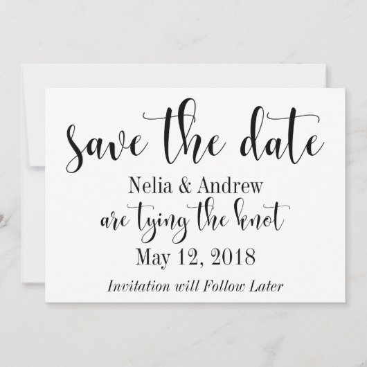 Jolie typographie noir sur blanc Save the Date 2 (Devant)