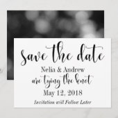 Jolie typographie noir sur blanc Save the Date 2 (Devant / Derrière)