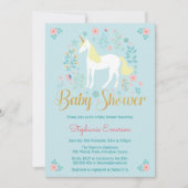 Jolie Unicorn Parties scintillant or Invitation Ba (Devant)