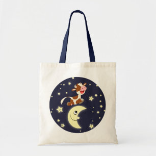 Jolie vache Caricature Qui Saute Sur Le Sac Lune