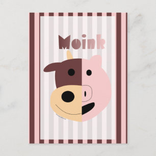 Jolie vache et cochon de dessin animé = Carte post