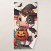 Jolie vache sorcière Halloween (Serviette de bain)