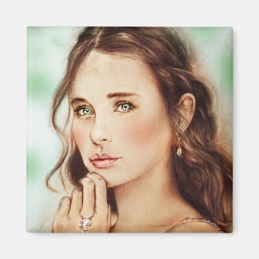 Jolie vintage fille Carré Magnet - Lady du printem (Devant)