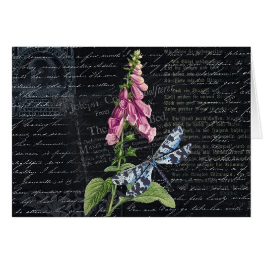 Jolie Vintage Fleur & Papillon Carte Botanique (Devant horizontal)