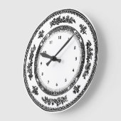 jolie vintage noir blanc chine horloge plaque (Angle)