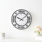 jolie vintage noir blanc chine horloge plaque (Maison)