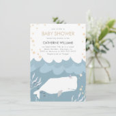 Jolie White Whale Baby shower Invitation (Debout devant)