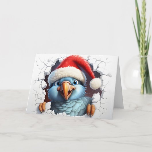 Jolies Animaux de Noël Bébé Perroquet 3D Carte de (Devant)