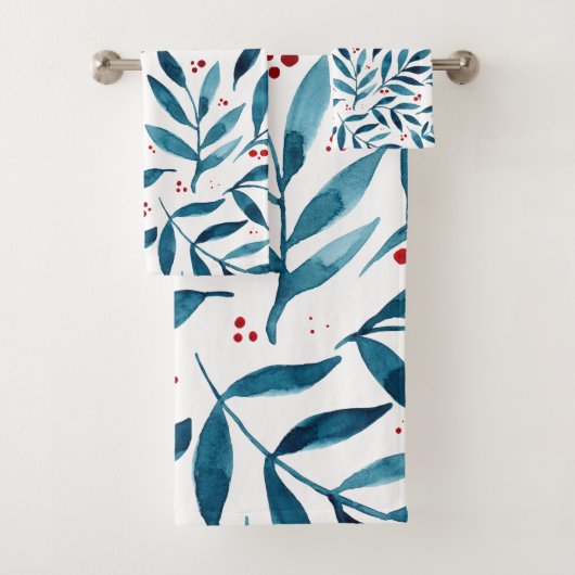Jolies branches d'aquarelle - turquoise et rouge (En situation)