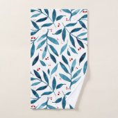 Jolies branches d'aquarelle - turquoise et rouge (Serviette à main)