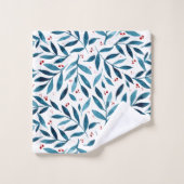Jolies branches d'aquarelle - turquoise et rouge (Gant de toilette)